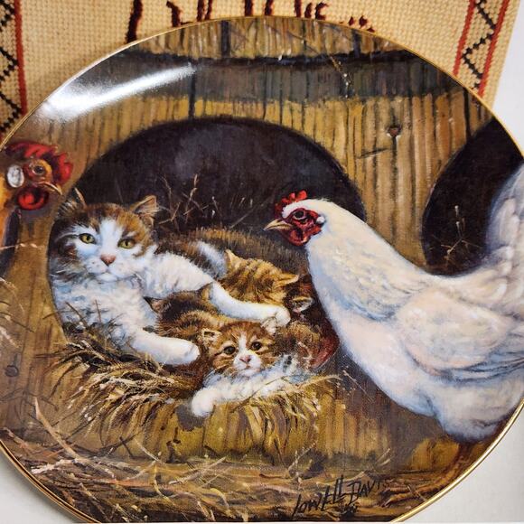 VTG Schmid Cat Tales Plate Right Church Wrong Pew Lowell Davis 1982 COA - Picture 2 of 11